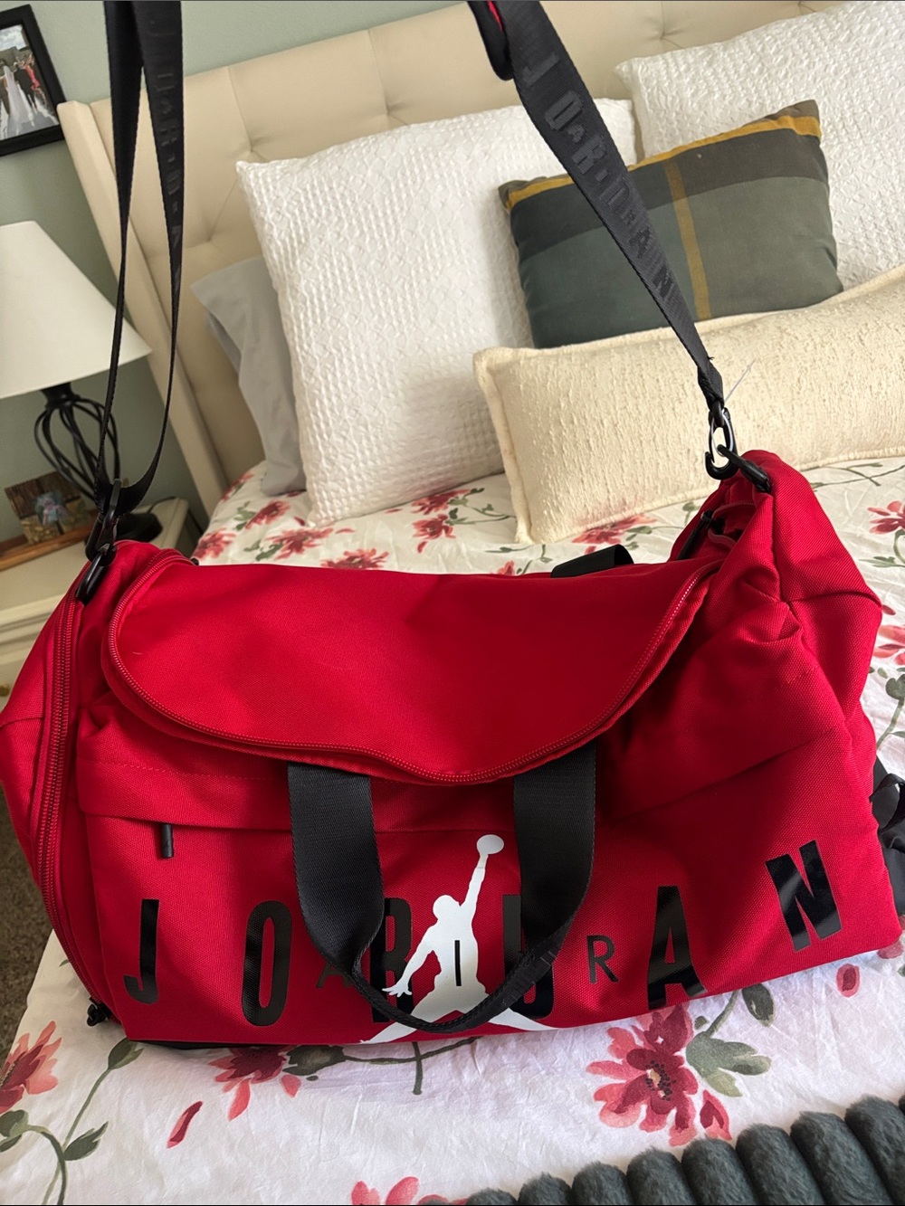 Jordan Red Duffel with Black Trim and White Jumpman